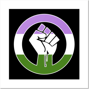 Black Lives Matter Fist Circled LGBTQ Flag Genderqueer Posters and Art